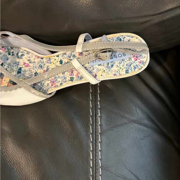 BOBBI BLU  SZ 8.5 M LEATHER FABRIC Peep TOE SLINGBACK HEELS SHOES leather wedge - Picture 6 of 7